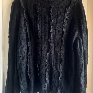 City Chic Black Crew Neck Sweater with Cable Knit Design